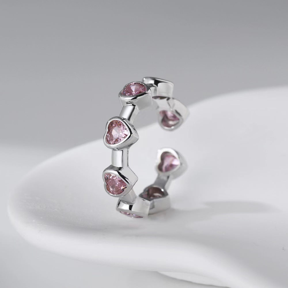 Wholesale Pink Diamond Love Zircon Open Ring Light Luxury Rings ACC-RS-YXY044