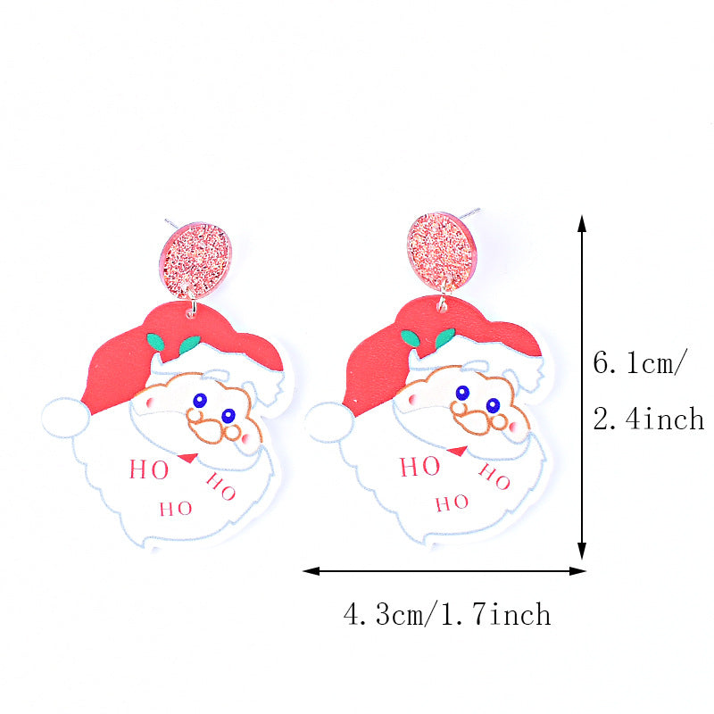 Wholesale Christmas Green Furry Monster  Heart-Shaped Earrings