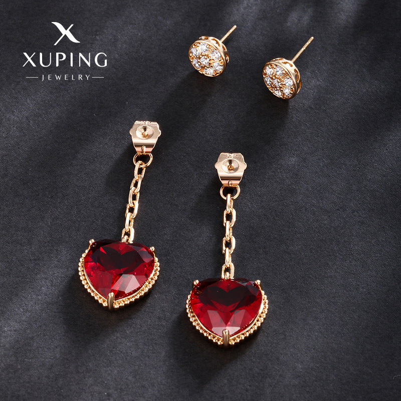Wholesale  Love Earrings Alloy Diamond Heart-shaped Earrings