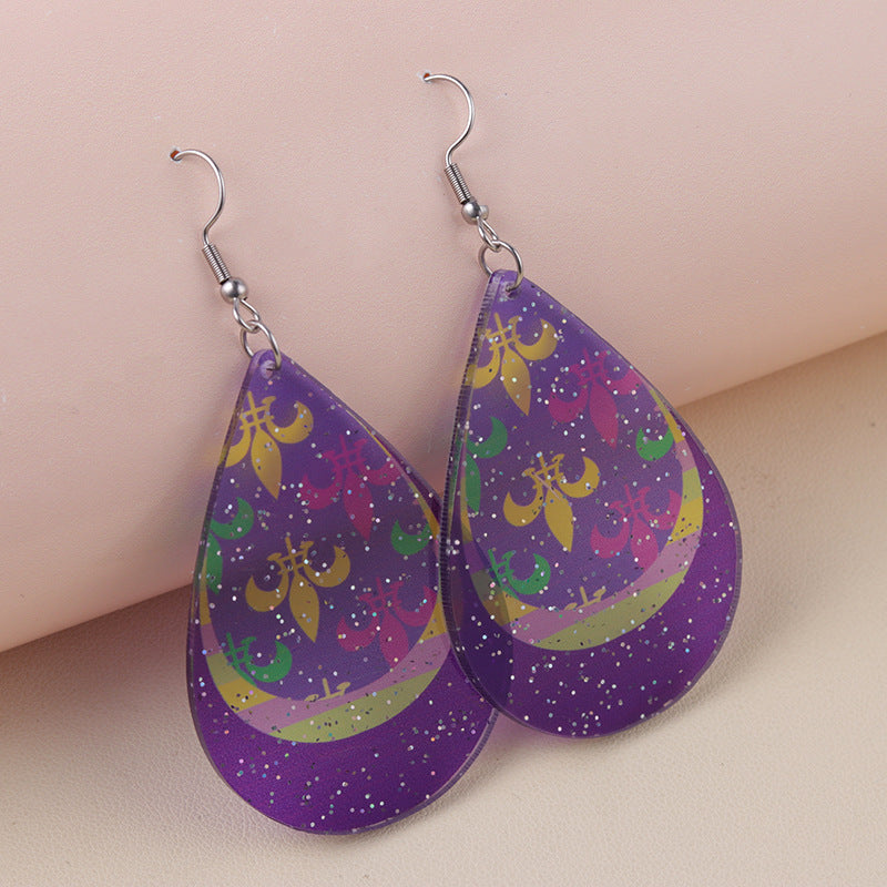 Wholesale Bohemian Mardi Gras Acrylic Earrings tassel Earrings