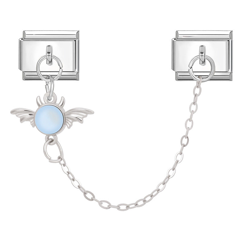 Wholesale 9mm Italian Charm Starter Bracelets DIY double-pendant   Section Creative Stainless Steel Composable Bracelet