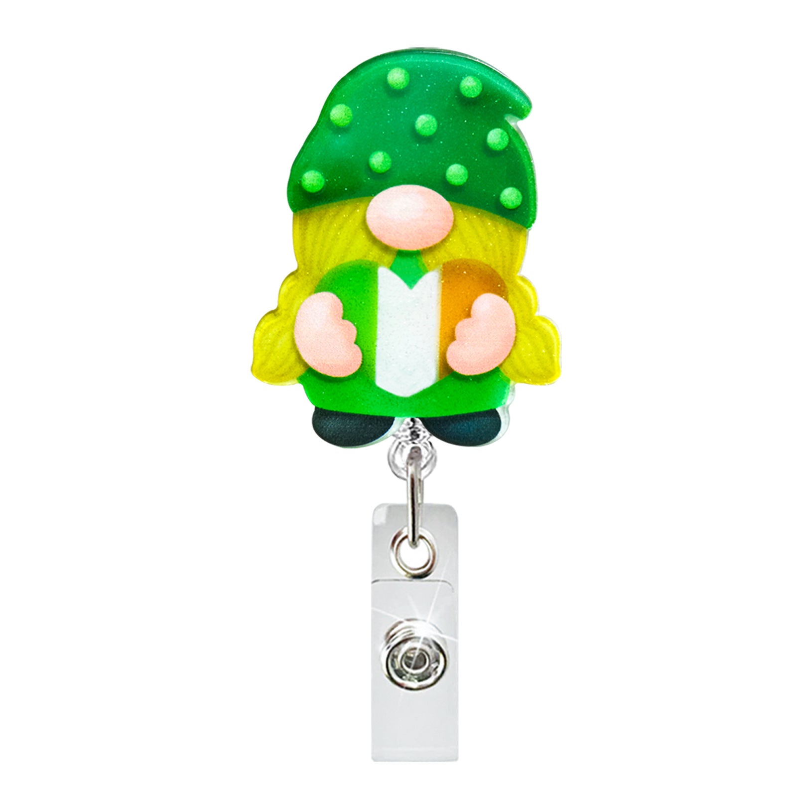 Wholesale Irish Festival Acrylic Gnome Rotating Doctor Nurse Retractable Keychain ACC-KC-QiDing027
