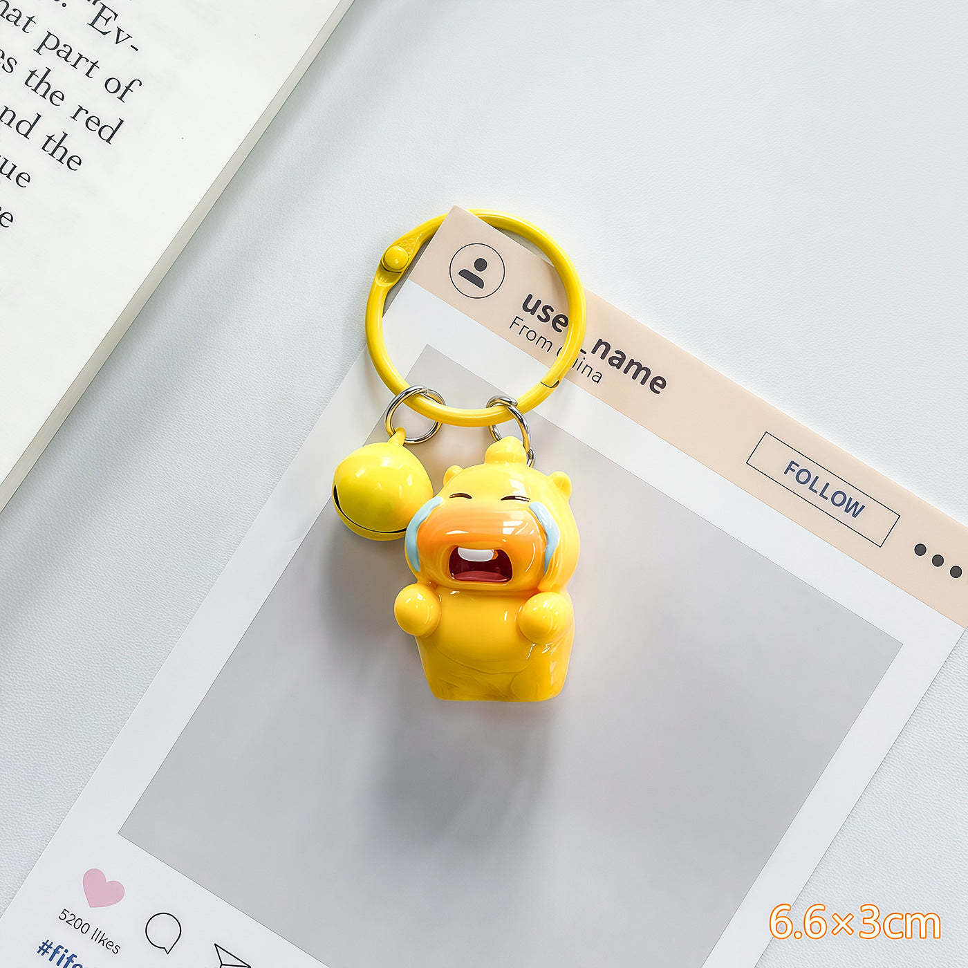 Wholesale Cute 3D Capybara Bell Keychain Plastic Resin Decorative Accessory Gift for Students
