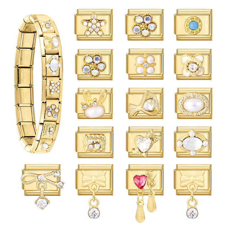 Wholesale 9mm Italian Charm Starter Bracelets DIY square Single Section Creative Stainless Steel Composable Bracelet