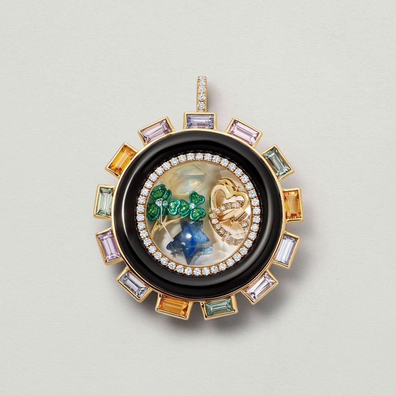 Wholesale round box high love zircon four-leaf clover flower necklaces pendant