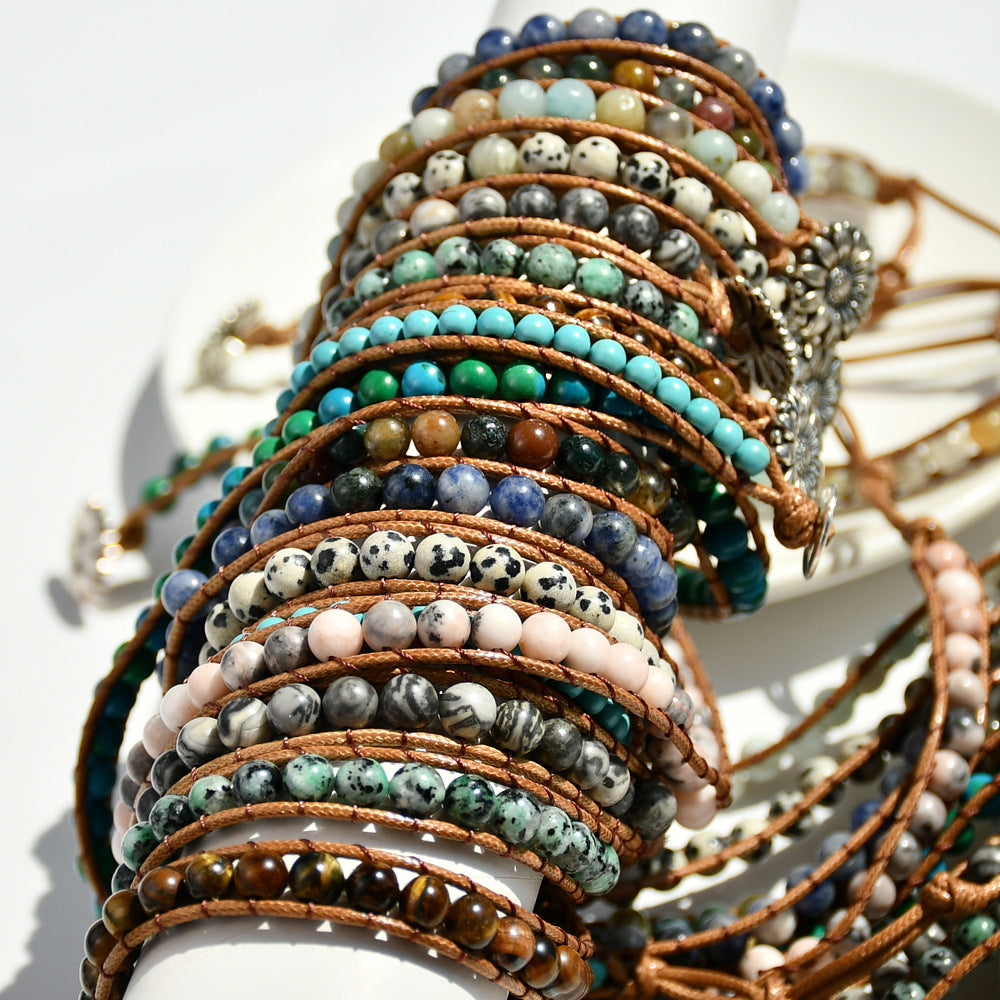 Wholesale Natural Stone Beaded Multi-layer Braided Bracelet ACC-BT-Youf001