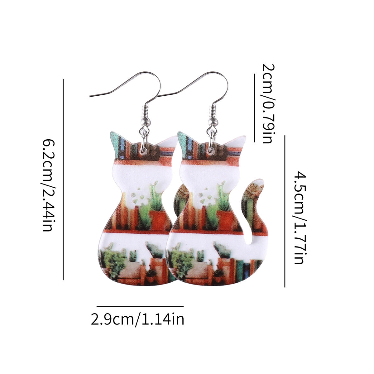 Wholesale book potted kitten book lover cute pendant earrings