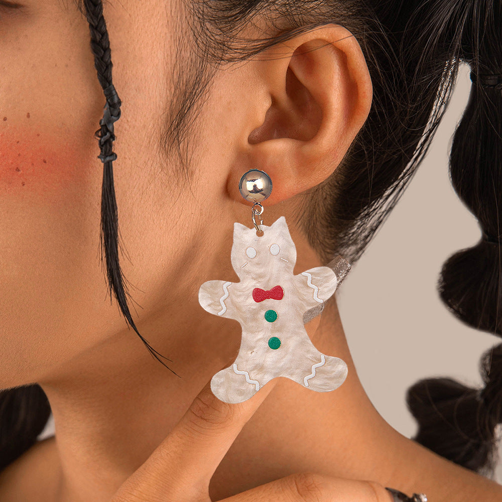 Wholesale  Acrylic Cute Cat Gingerbread Man Snowman Earrings