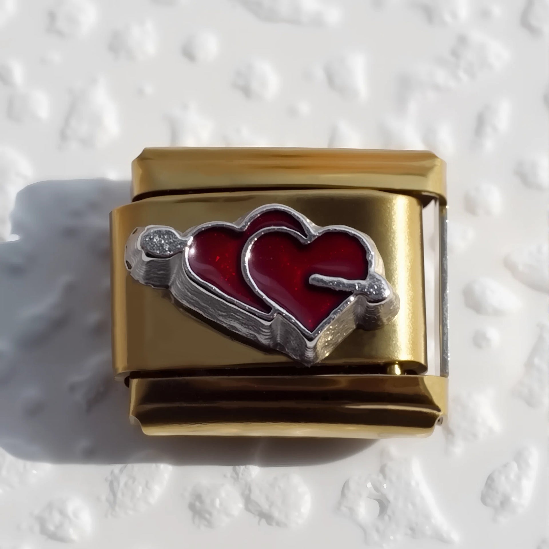 Wholesale 5pcs Italian Charm Bracelet 9mm DIY Splicing Gold Plated Heart Stainless Steel Composable Bracelet