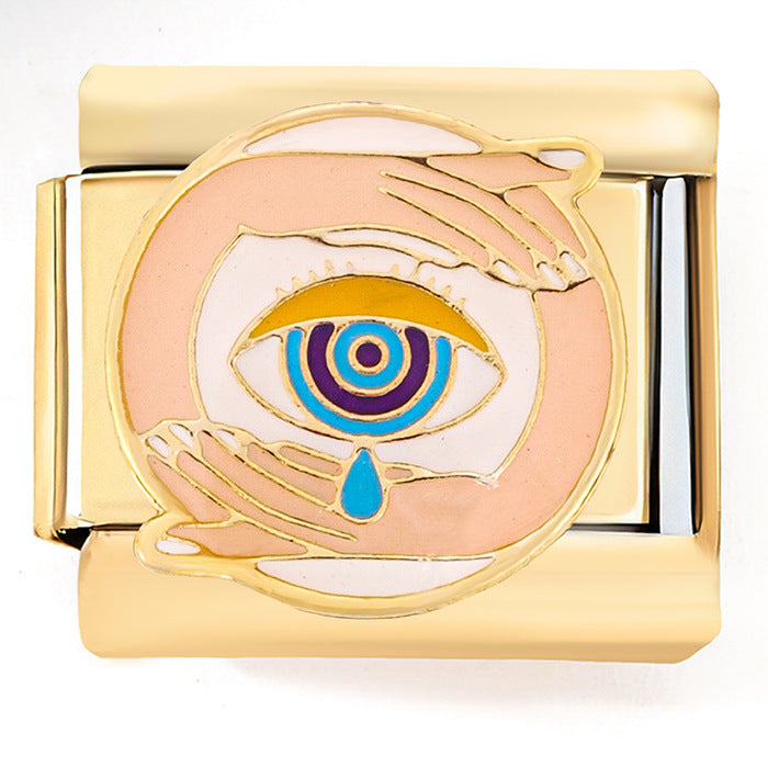 Wholesale Italian Charm Horus Eye Stainless Steel Patchwork Bracelet