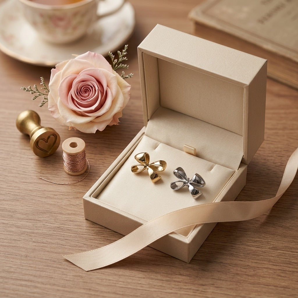 Wholesale Alloy Bow Earrings European Style Electroplated Jewelry Accessory