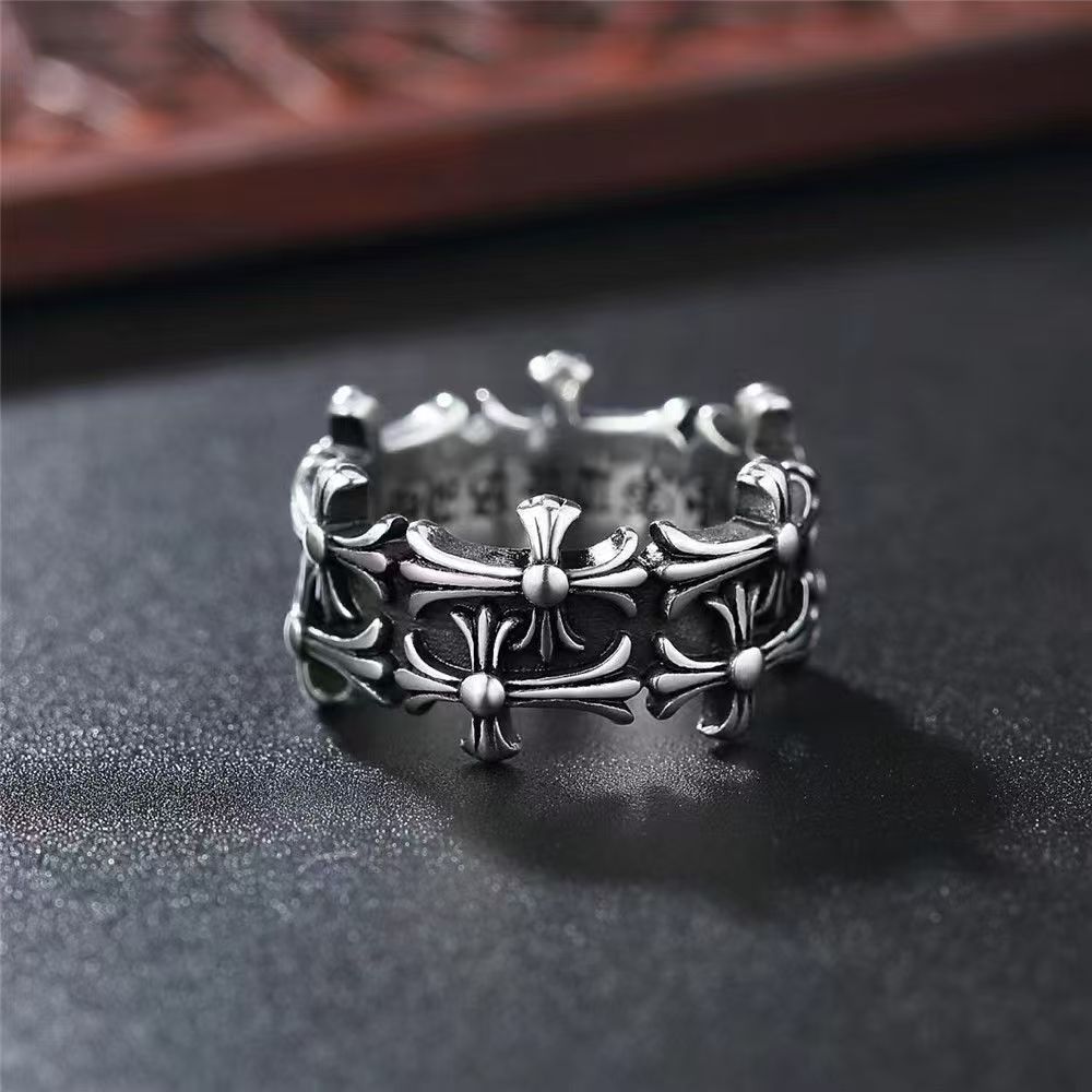 Wholesale Vintage Crow Heart Cross Ring,  Double Layer,  Alloy,  Unisex Jewelry Accessory