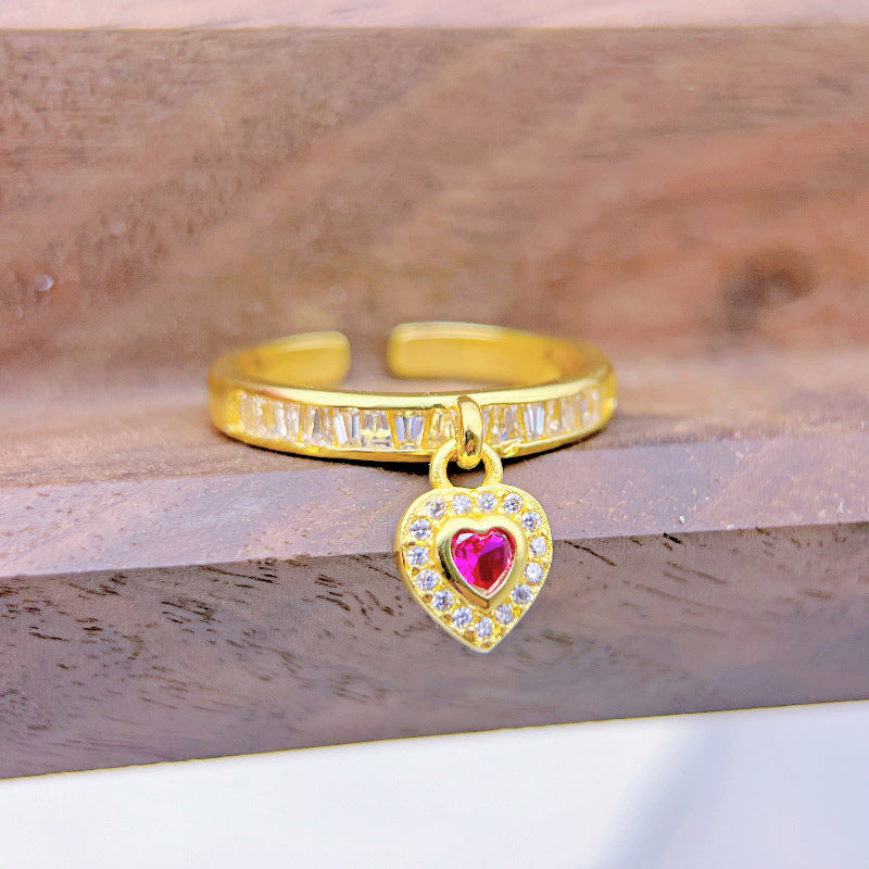 Wholesale Light Luxury Zircon Heart Open Rings ACC-RS-YXY032