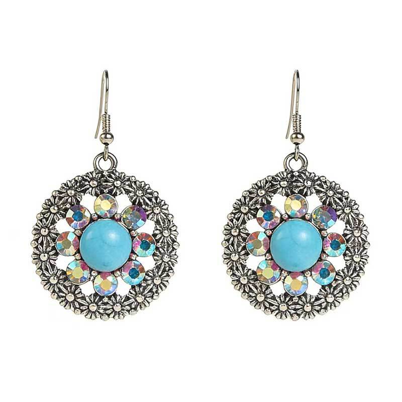 Wholesale Bohemian Turquoise Earrings,  Alloy Inlay,  Fashion Accessory for Everyday Wear