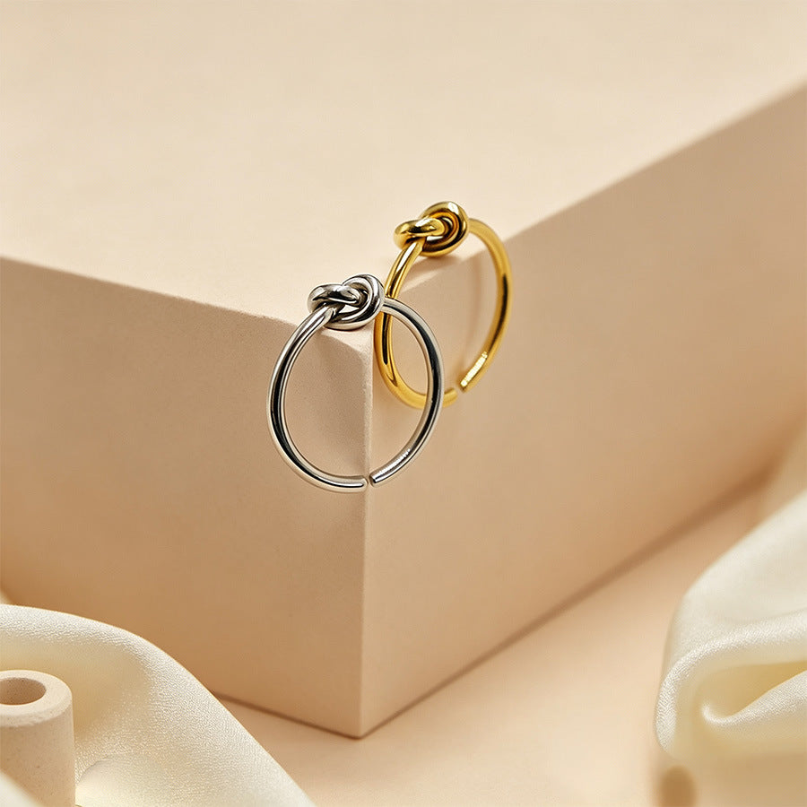 Wholesale Stylish Knot Ring Titanium Steel 18K Gold Plated Adjustable Open Band Unisex Fashion Jewelry Accessory For Party And Gift