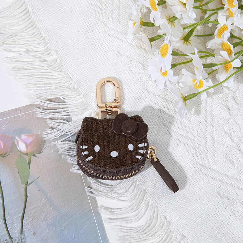 Wholesale Corduroy cartoon kitten bag keychain