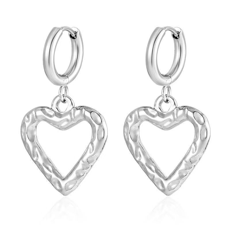 Wholesale Stainless steel heart and flower earrings