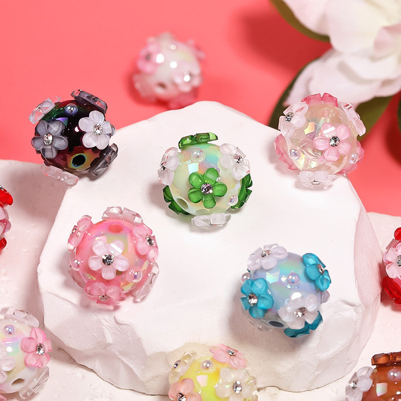 Wholesale of 5pcs Beaded Pen Accessories Pearl Flower Acrylic Beads ACC-BDS-BLG014