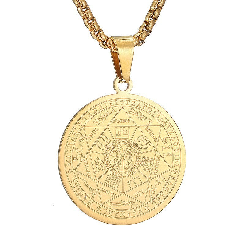 Wholesale Spiritual Seven Angels Rune Pendant Necklace Fashion Jewelry Accessory for Gift Boutique