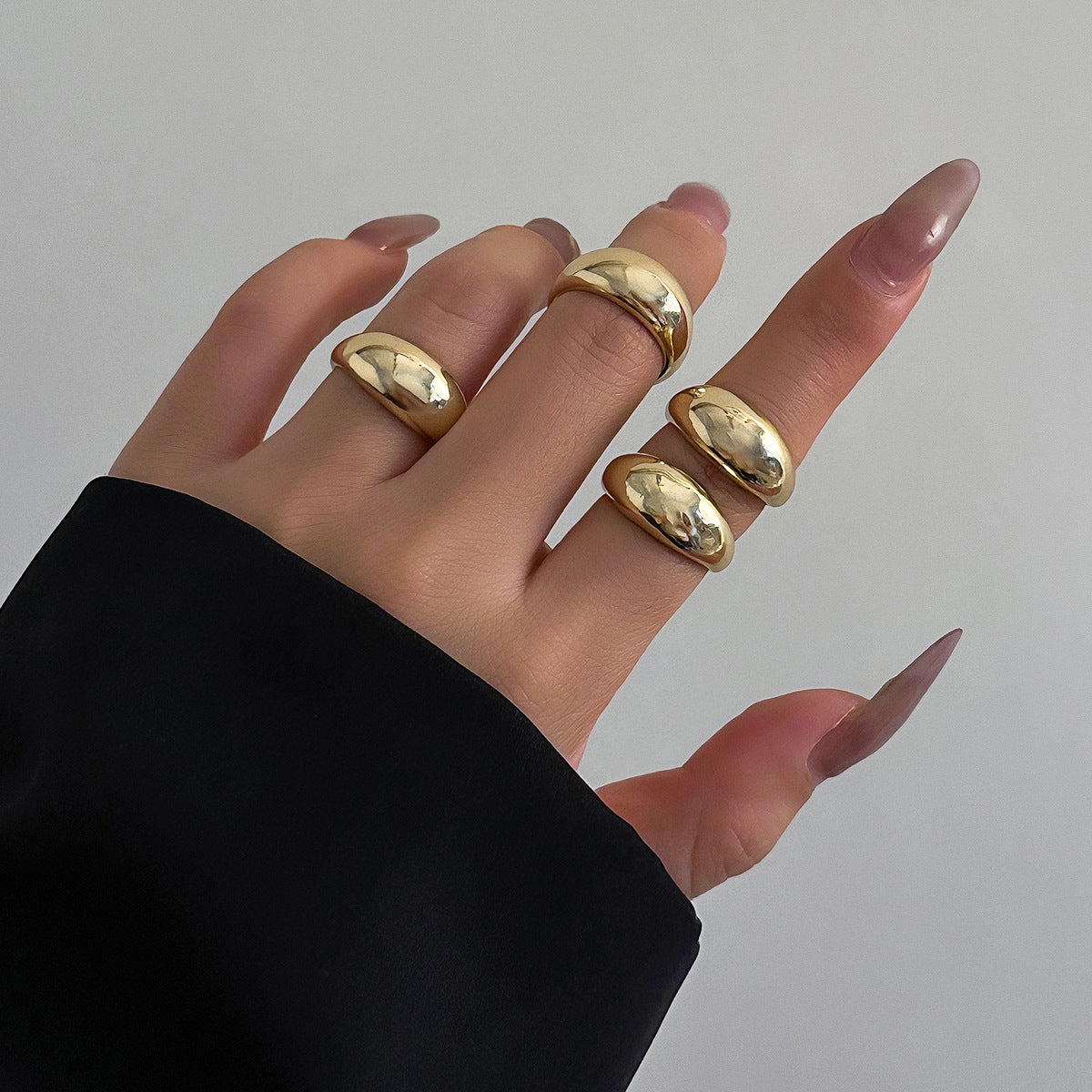 Wholesale Geometric Curved Ring Open Rings Set ACC-RS-XueRou001