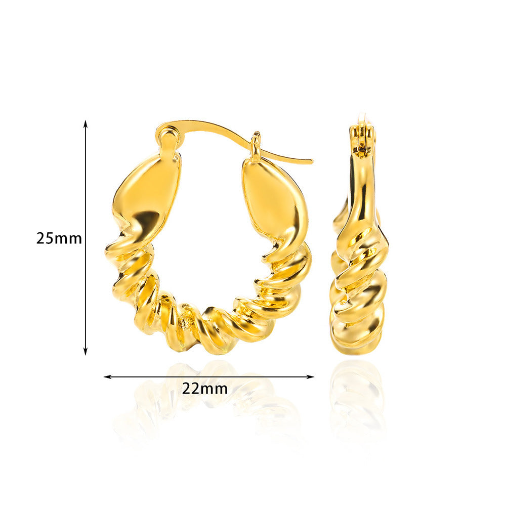 Wholesale non-fading 18K gold titanium steel heart-shaped earrings