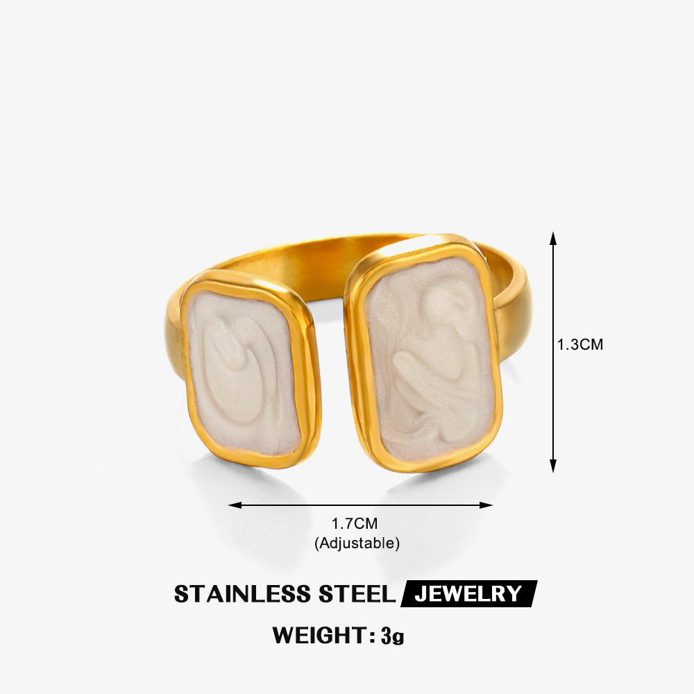 Wholesale French Retro Geometric Open Ring - Stainless Steel Fashion Accessory for Everyday Wear or Gift