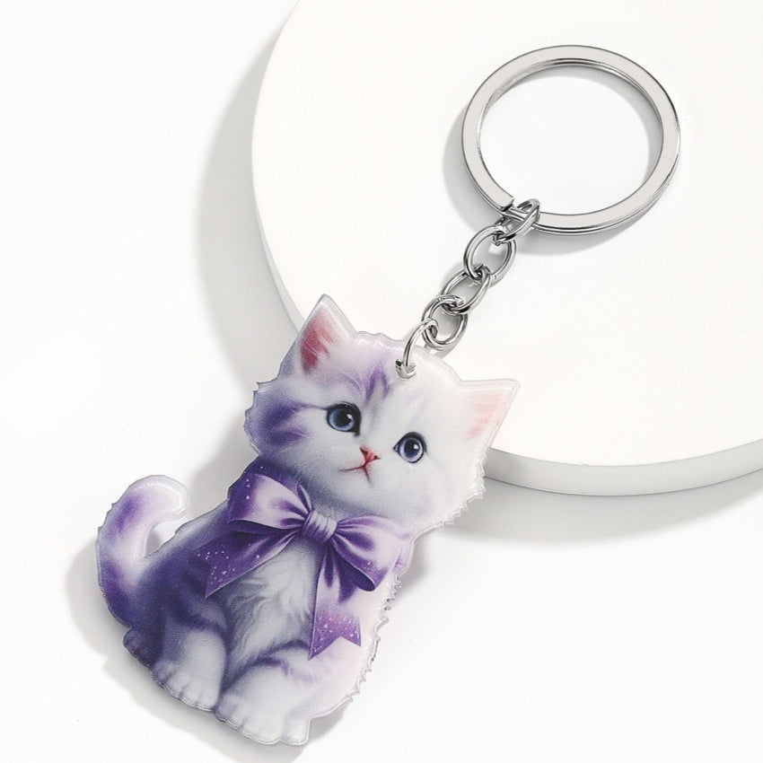 Wholesale Cute acrylic rocking chair kitten keychain