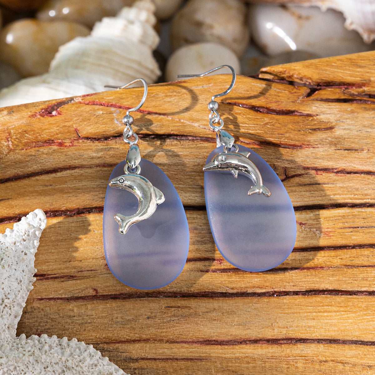 Wholesale Ocean Vacation Style Beach Sea Glass Earrings