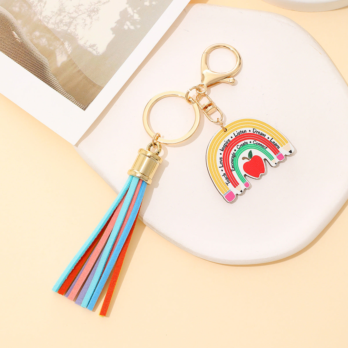 Wholesale Teacher's Day Pencil American Independence Day Ice Cream Wooden Keychain ACC-KC-YiTian001