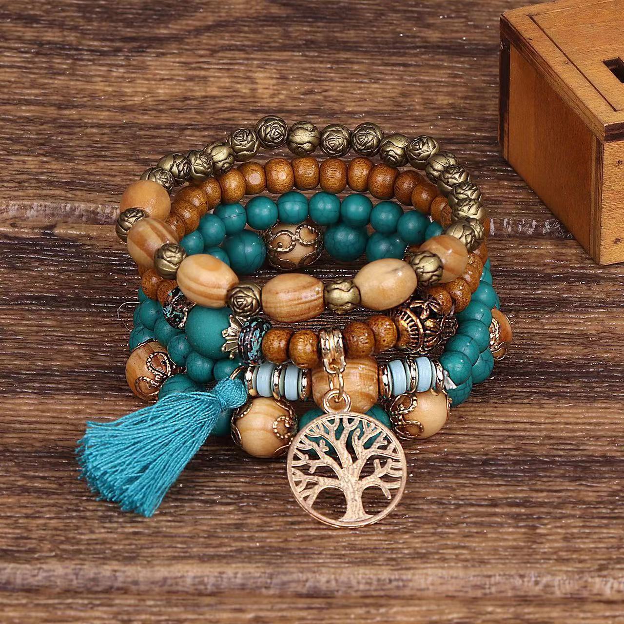 Wholesale Bohemian Multi-layer Wood Beads Beaded Bracelet ACC-BT-FengLi006