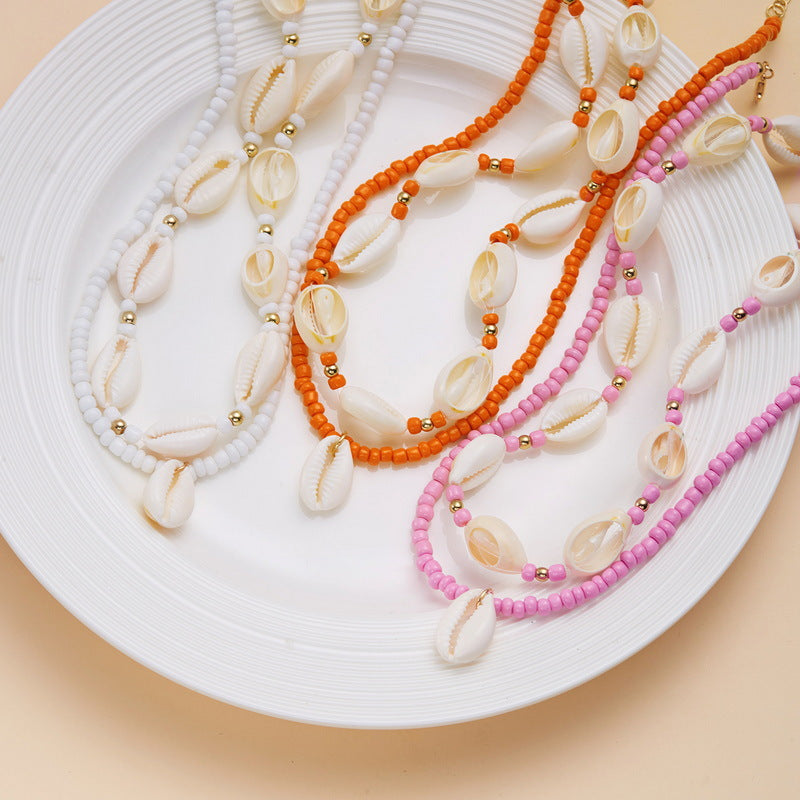 Wholesale Bohemian style stacked beach necklace