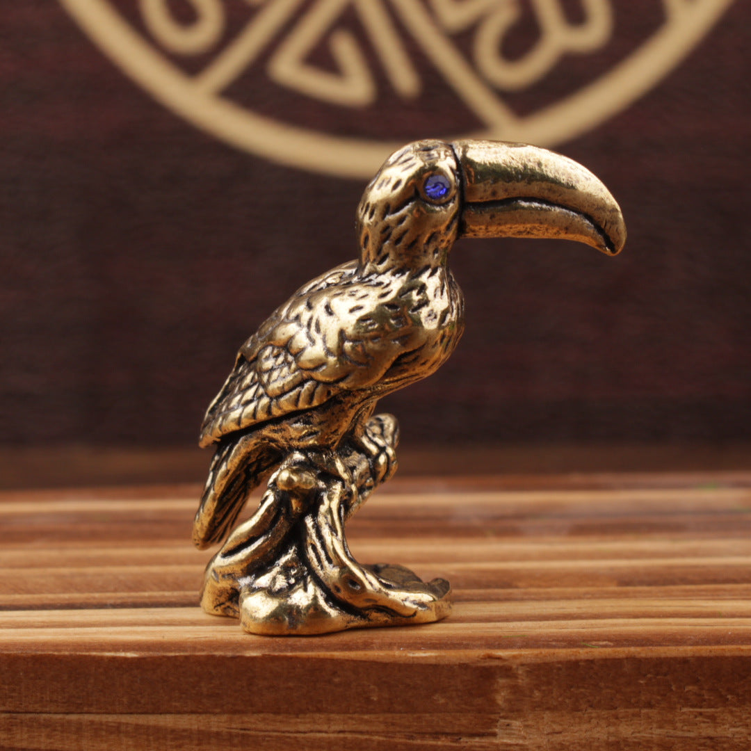 Wholesale Brass Parrot Ornament Chinese Style Retro Home Office Desktop Decor