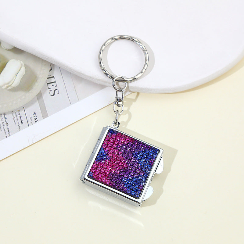 Wholesale Rhinestone Mini Portable Makeup Mirror Keychain ACC-KC-ZhiYa019