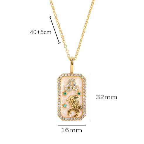 Wholesale  12 Constellation Light Luxury Niche Diamond Oil Dropping Color Necklaces