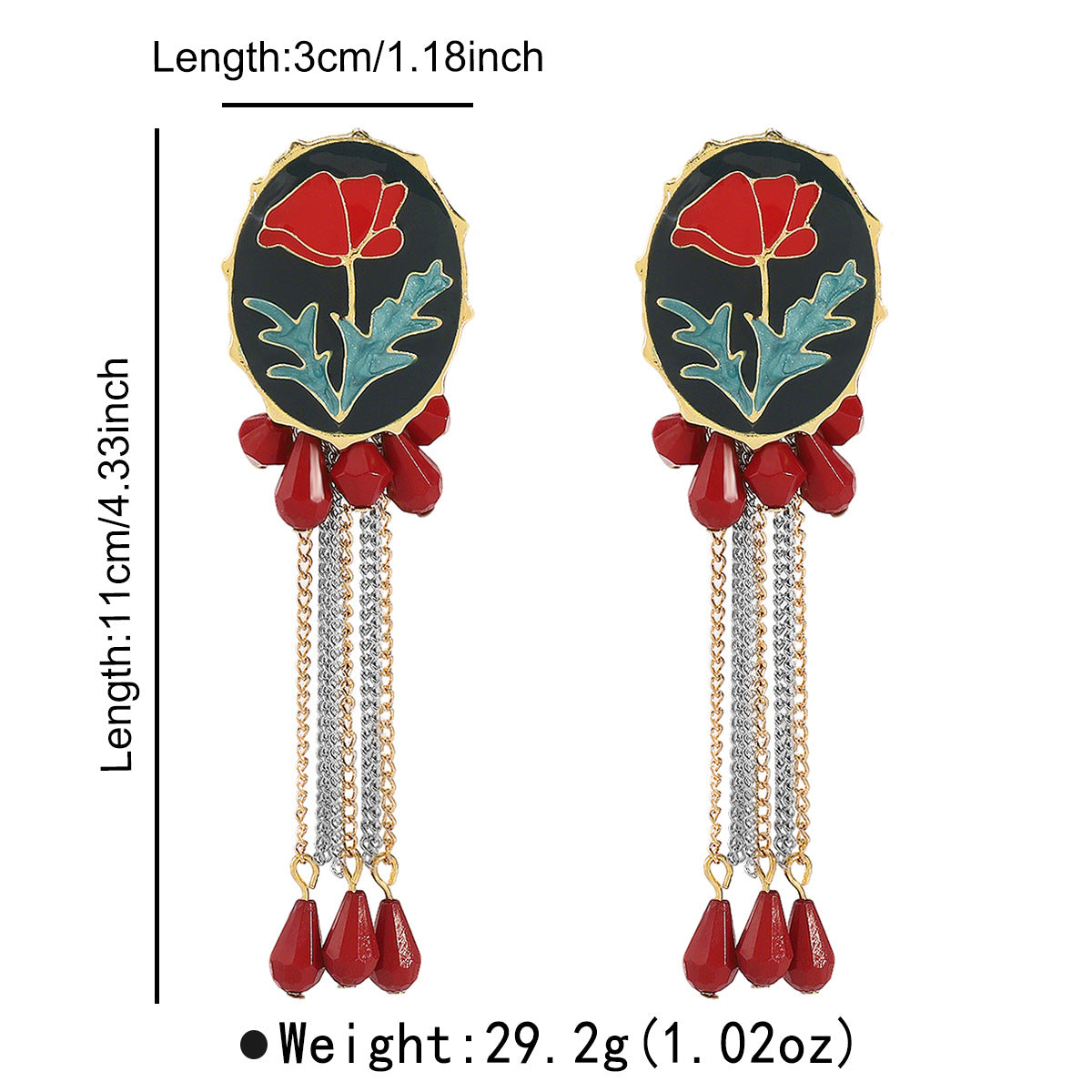 Wholesale Exaggerated Multi-layer Tassel Oil Drop Flower Earrings