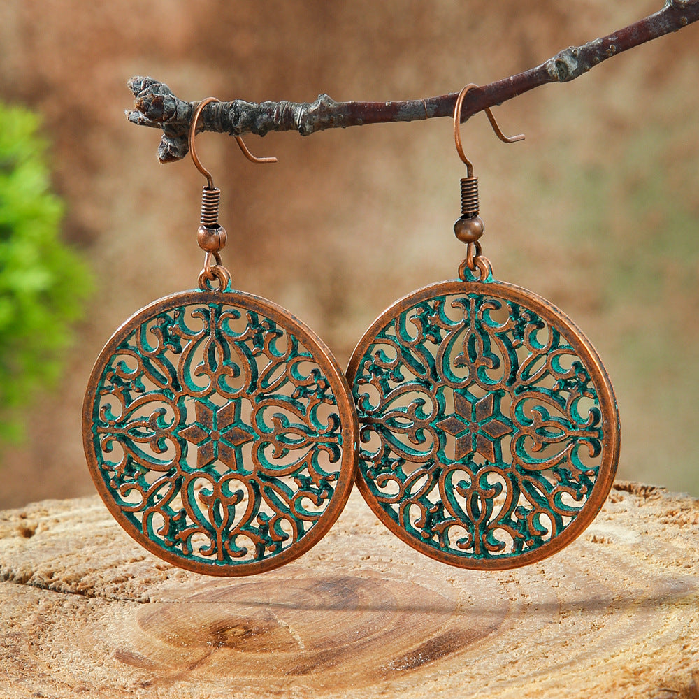 Wholesale Bohemian Hollow Geometric Retro Vintage Alloy Earrings for Everyday Wear or Gift