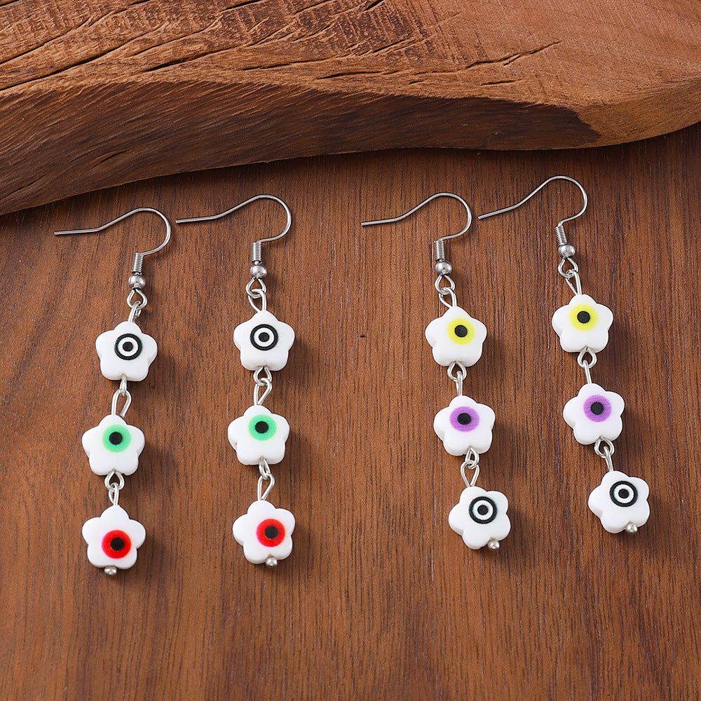 Wholesale devil's eye tassel earrings