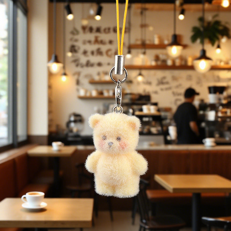 Wholesale Resin Flocking Cute Stereo Bear Keychains
