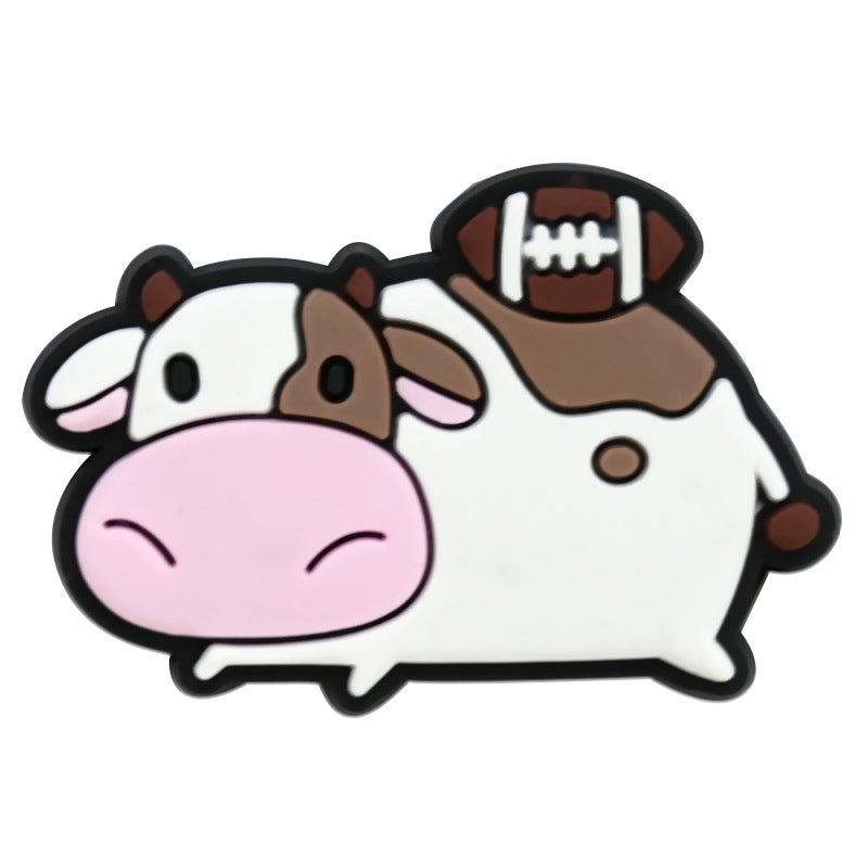 Random 100pcs Cute Cow PVC Soft Rubber Shoe Buckle Decoration ACC-SC-RYY067