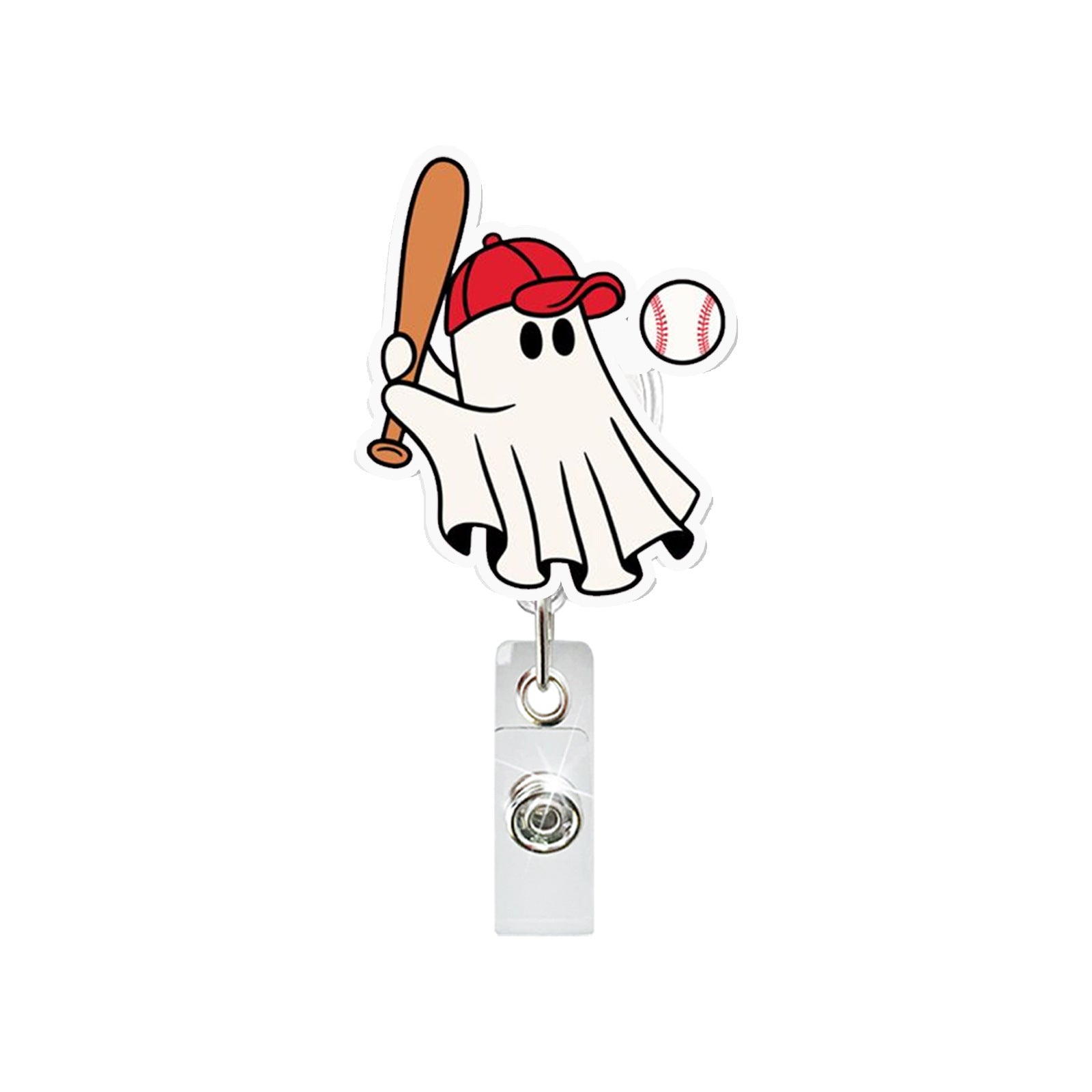 Wholesale Ghost Ball Sports Design Acrylic Retractable Badge Reel ABS ID Badge Holder for Party