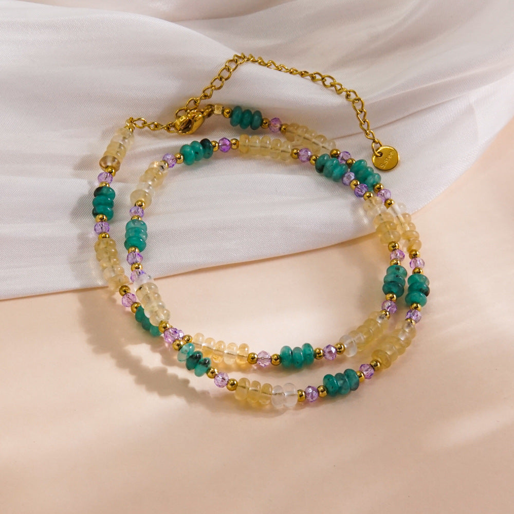 Wholesale  light luxury gorgeous fresh water pearl crystal natural stone shell stainless steel beaded necklace