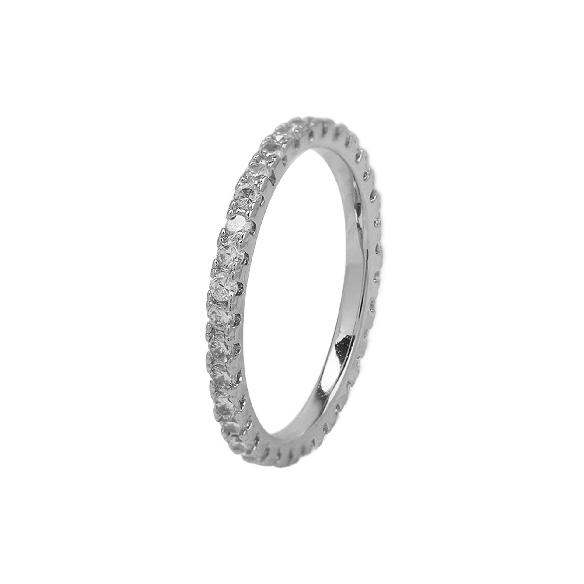 Wholesale  gold and silver brass full diamond smooth simple personality  ring