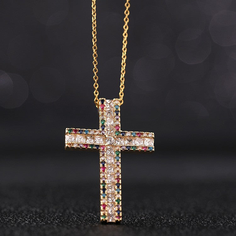 Wholesale Zircon Cross Pendant Necklaces Zircon Clavicle Chain ACC-NE-SY009