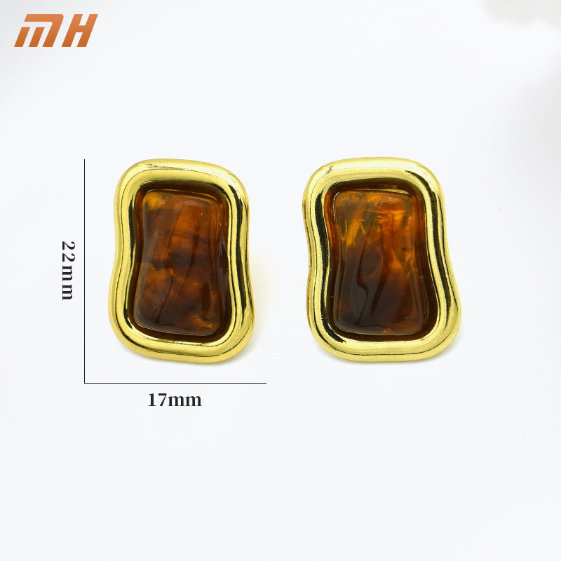 Wholesale Retro Irregular Design Earrings,  Electroplated Resin,  Party Jewelry Accessory