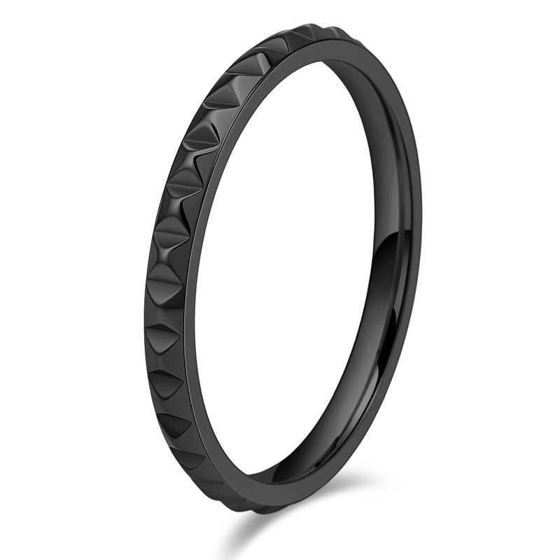 Wholesale Princess Style Stainless Steel Cone Grid Narrow Index Finger Ring