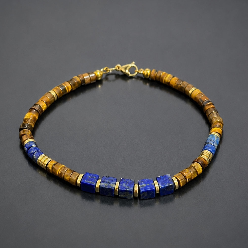 Wholesale Stylish Natural Stone Beaded Bracelet With Lapis Lazuli And Tiger Eye Fashion Accessory For Casual Everyday Wear Or Gift