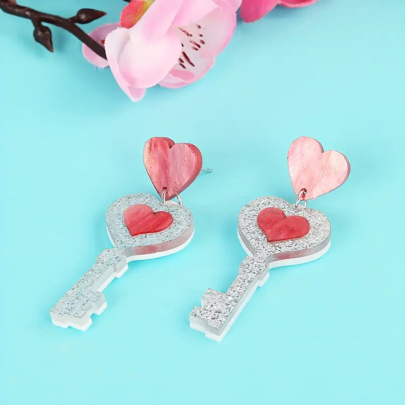 Wholesale  Love Letter Envelope Cupid Boots  Pink Heart-shaped Earrings