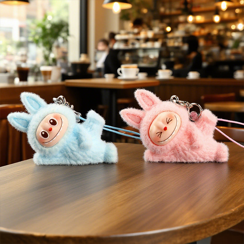 Wholesale 10pcs resin flocking side cute cartoon keychain mobile phone charm