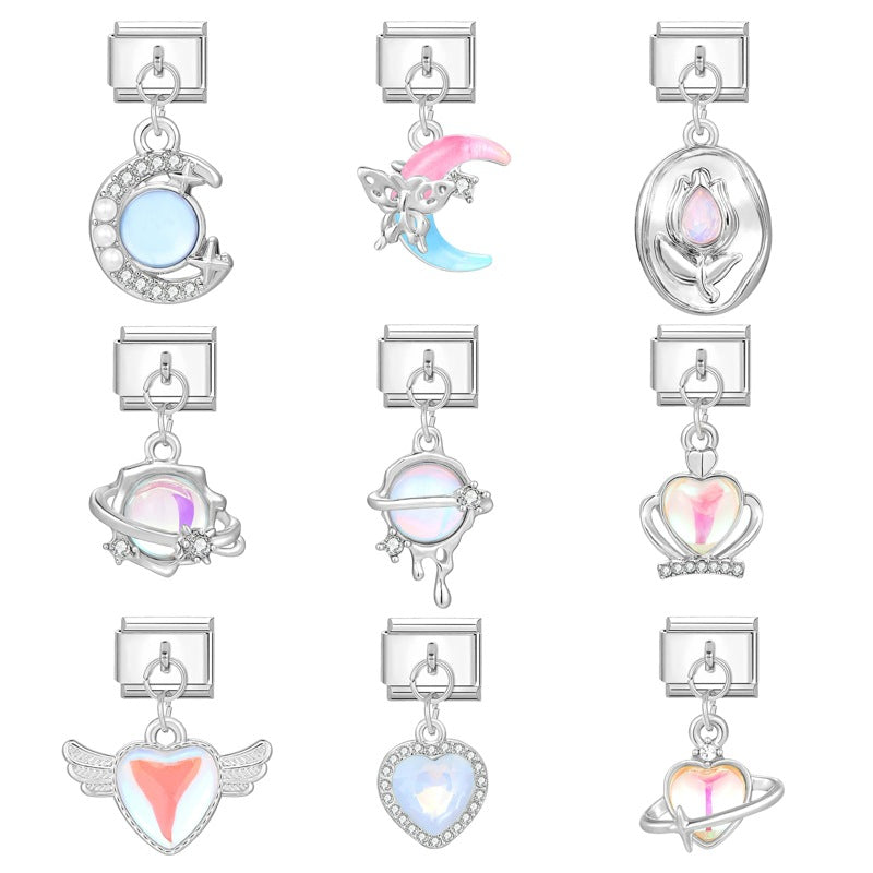 Wholesale Italian Charm Bracelet 9mm DIY Splicing Cute Pendant Stainless Steel Composable Bracelet