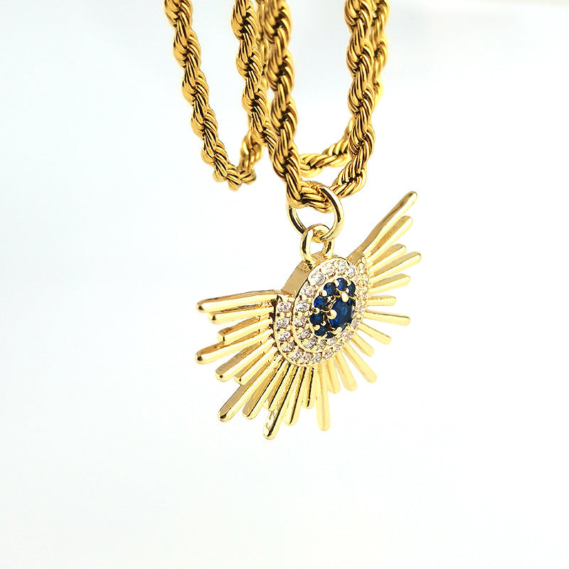 Wholesale Stainless Steel Sun Diamond Twist Necklaces ACC-NE-GuDi002